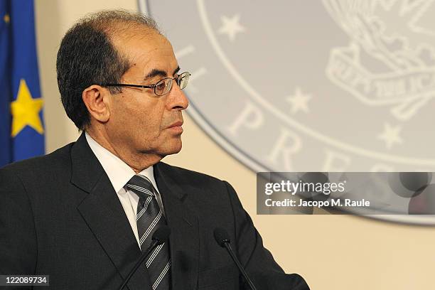 Deputy chairman of the National Transitional Council Executive Board Mahmoud Jibril attends a meeting with Italian Prime Minister Silvio Berlusconi...