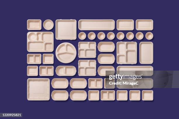 disposable paper tv dinner tray collection - empty lunchbox stock pictures, royalty-free photos & images