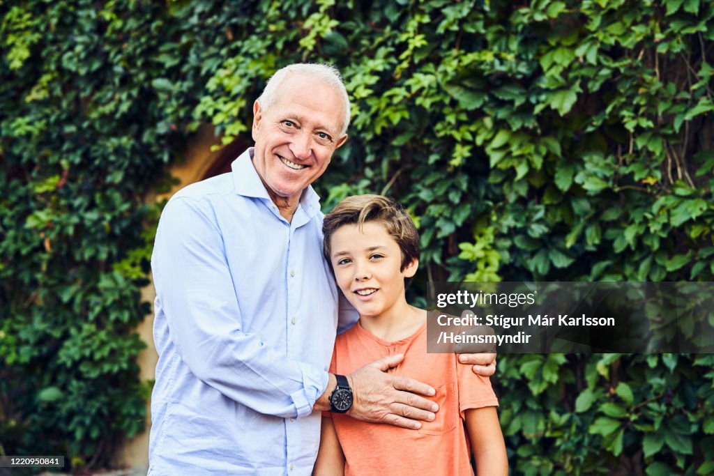 Portrait of affectionate grandfather and grandson