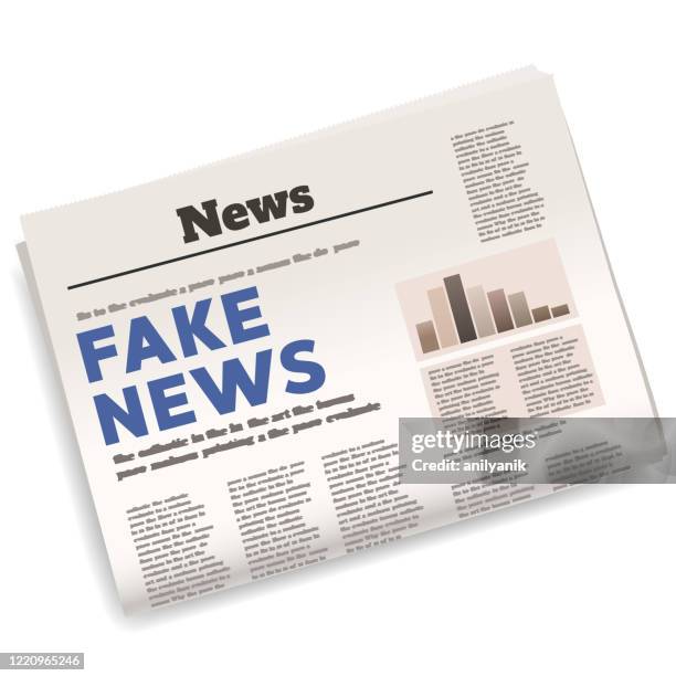 stockillustraties, clipart, cartoons en iconen met "fake news" kop - design plano