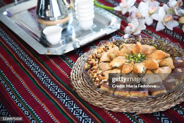 middle eastern sweets - baklava stock pictures, royalty-free photos & images