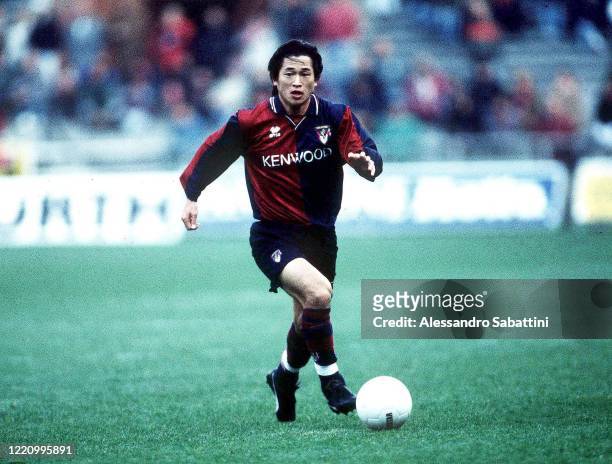 Kazuyoshi Miura of Genoa in action during the Serie A 1994-95, Italy.