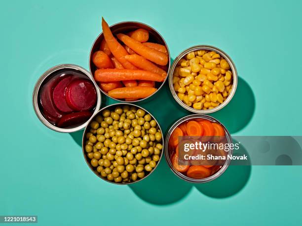 canned veggies - canned food stock pictures, royalty-free photos & images