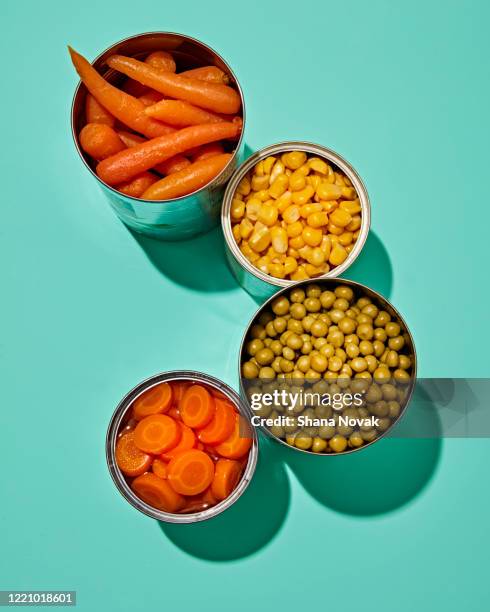 canned veggies - canned food stock pictures, royalty-free photos & images