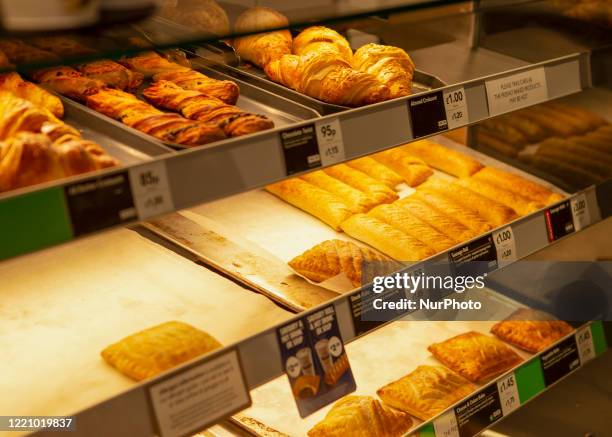 Selection of the food that Greggs offer as Greggs bakery reopens 800 stores nationwide. Greggs closed all of their bakery's due to the lockdown which...