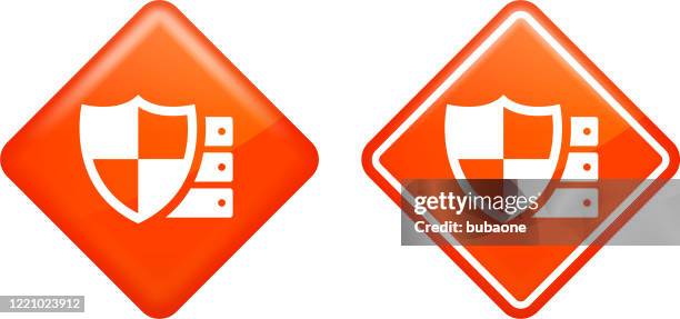 computer server with shield protection icon - computer server room stock illustrations