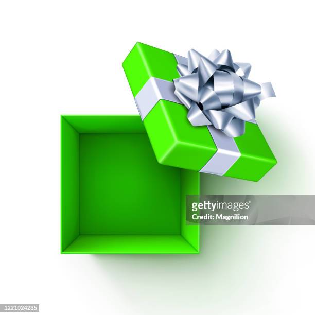 green open geschenk-box - geschenkkarton stock-grafiken, -clipart, -cartoons und -symbole