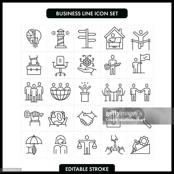 business line icon set. editable stroke - key personnel icon stock illustrations