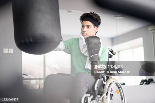 Brave hero in the gym boxing