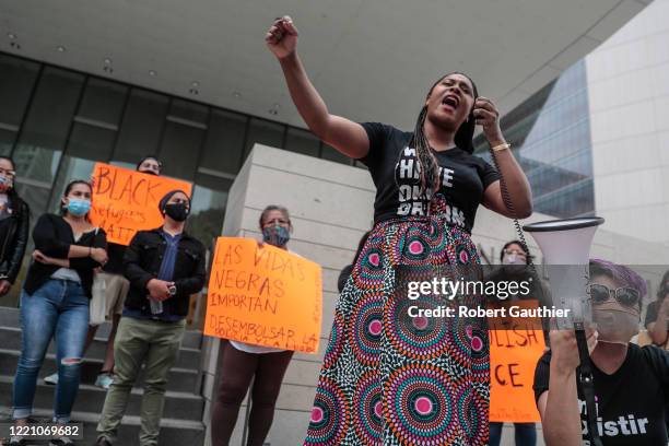 Los Angeles, CA, Thursday, June 18, 2020 - Denea Joseph speaks at a press conference with other DACA recipients and supporters outside LAPD...