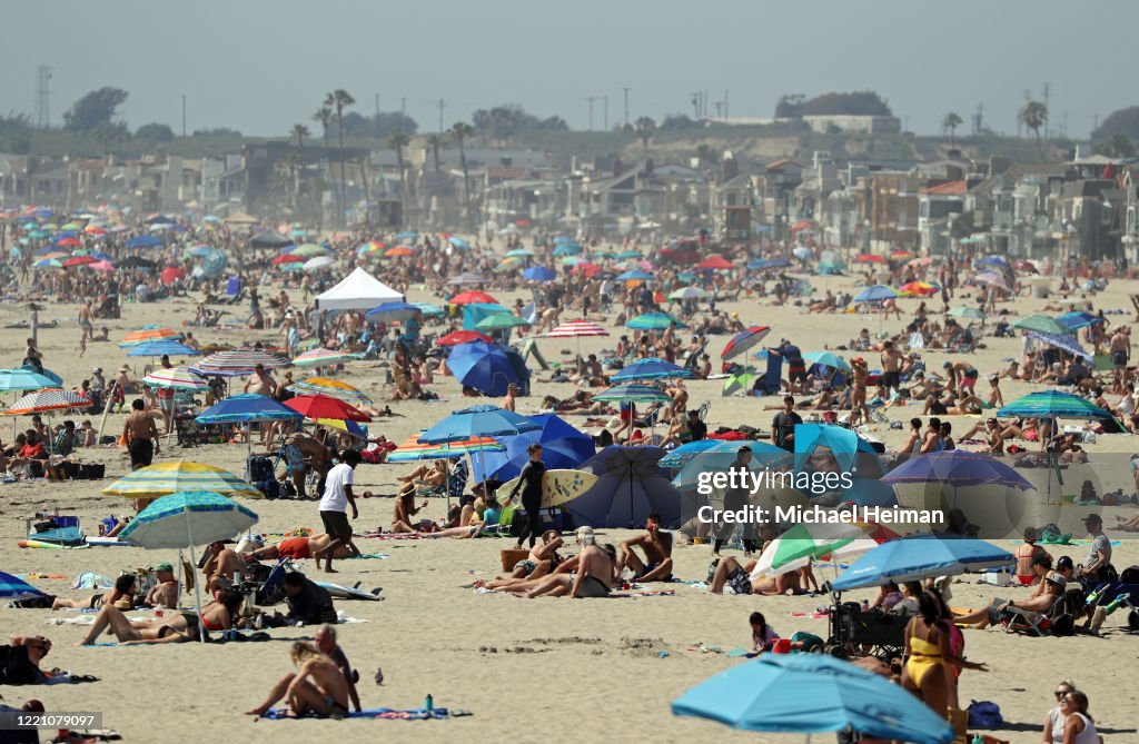 Orange County Beaches In Southern California Remain Open During Coronavirus Lockdown