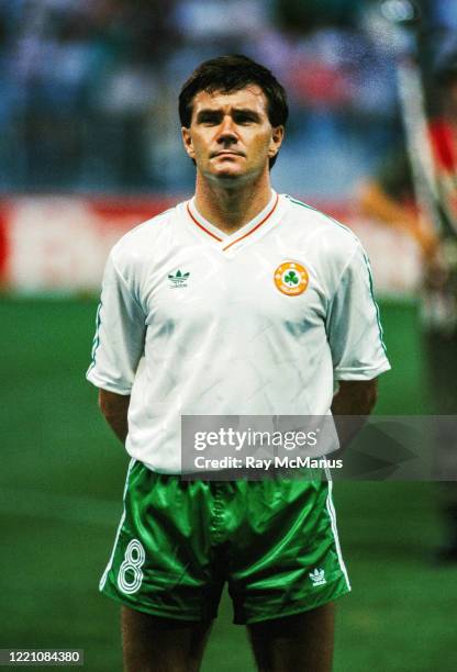 Palermo , Italy - 21 June 1990; Ray Houghton of Republic of Ireland ahead of the FIFA World Cup 1990 Group F match between Republic of Ireland and...