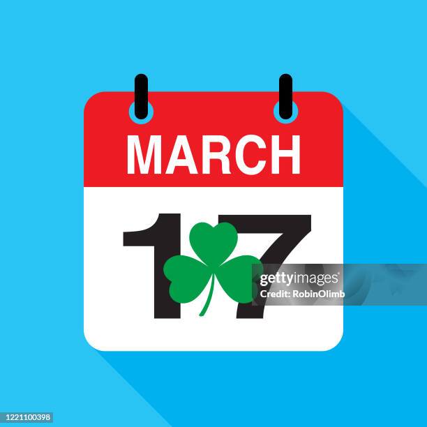 st. patrick's day calendar icon - march calendar 2020 stock illustrations