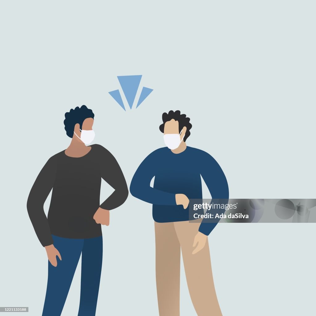 Social distancing people, Elbow bumping project from coronavirus