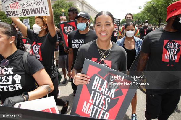 Natasha Cloud of the Washington Mystics and the Washington Wizards players lead "Together We Stand peaceful protest march to commemorate Juneteenth...