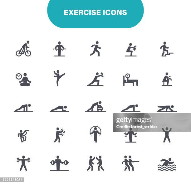 ilustrações, clipart, desenhos animados e ícones de ícones de exercício. conjunto contém ícone como treinamento em casa, estilo de vida saudável, exercícios, academia, ilustração - pilates