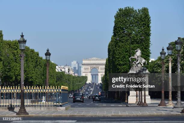 The "Place de la Concorde" in Paris during the confinement of the French due to an outbreak of the coronavirus on April 24, 2020 in Paris, France.