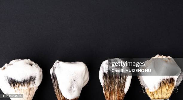 shaving brush, close-up - scheerkwast stockfoto's en -beelden