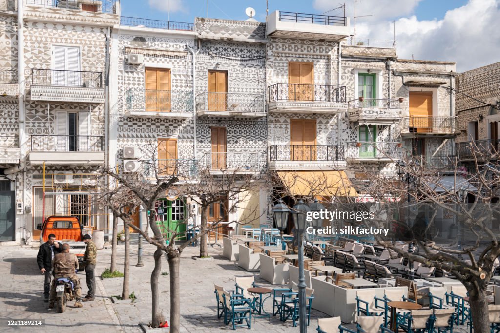 Pyrgi village on the Greek Island of Chios in the Aegean Sea