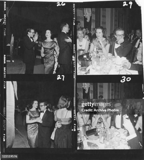 American socialite, fashion designer, actress, writer and artist Gloria Vanderbilt at a party with director, producer and screenwriter Sidney Lumet ,...