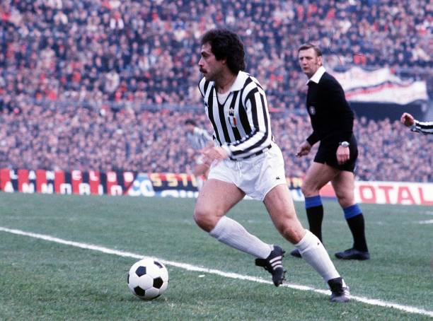 Franco Causio of Juventus in action during the Serie A 1976-77, Italy.