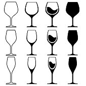 Wine Glass Vector illustration Set