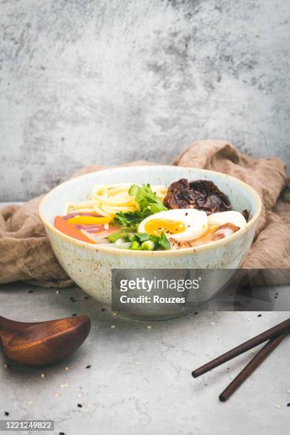 miso ramen noodle soup - ramen noodles stock pictures, royalty-free photos & images
