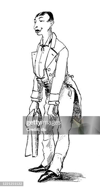 servant with towel - military food service stock illustrations