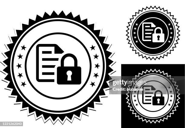 protected digital document with lock icon - computer lock white background stock illustrations