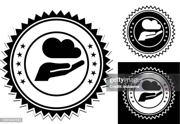 cloud computing in hand icon - clouds black background stock illustrations