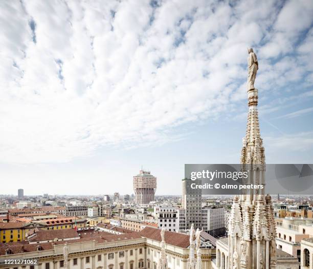 milan cityscape from the duomo di milano - milan skyline stock pictures, royalty-free photos & images