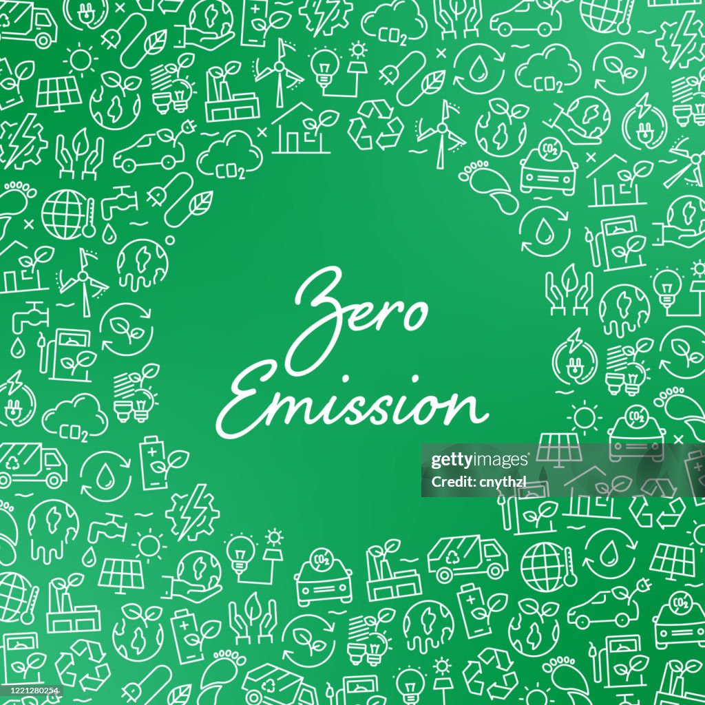 ZERO EMISSION - Grüne Energie und Natur Konzept Vektor-Muster und abstrakte Hintergrund.