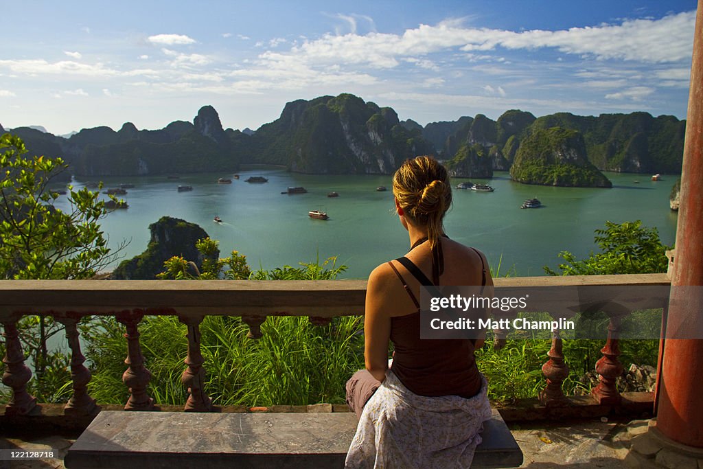 Woman overlooking Halong Bay