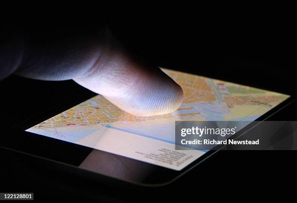 touch screen map navigation - navigational equipment stock pictures, royalty-free photos & images