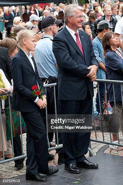 Marius Borh Hoiby, son of Princess Mette-Marit of Norway and Mayor of Oslo Fabian Stang attend a celebration on the occasion of the Crown Prince...