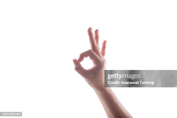 hand ok sign isolated on white background - noughts stock pictures, royalty-free photos & images