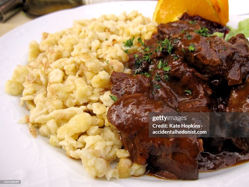 Hirschgoulasch with Spaetzle