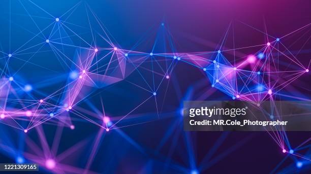 illustration geometric abstract background with connected line and dots,futuristic digital background for business science and technology - connection fotografías e imágenes de stock