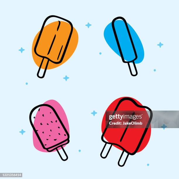 illustrations, cliparts, dessins animés et icônes de popsicle doodles 2 annonces - bâtonnet de glace