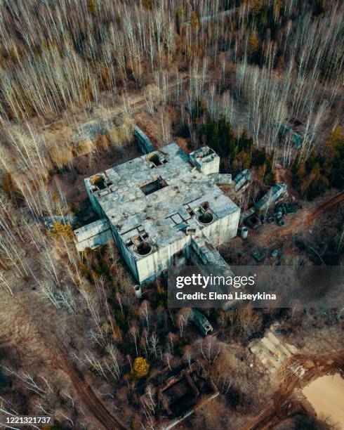 abandoned military bunker in russia - military bunker stock pictures, royalty-free photos & images