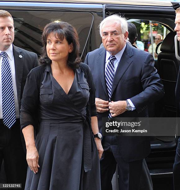 Anne Sinclair and Dominique Strauss-Kahn arrive at Manhattan Criminal Court to attend a status hearing on the sexual assault charges against...