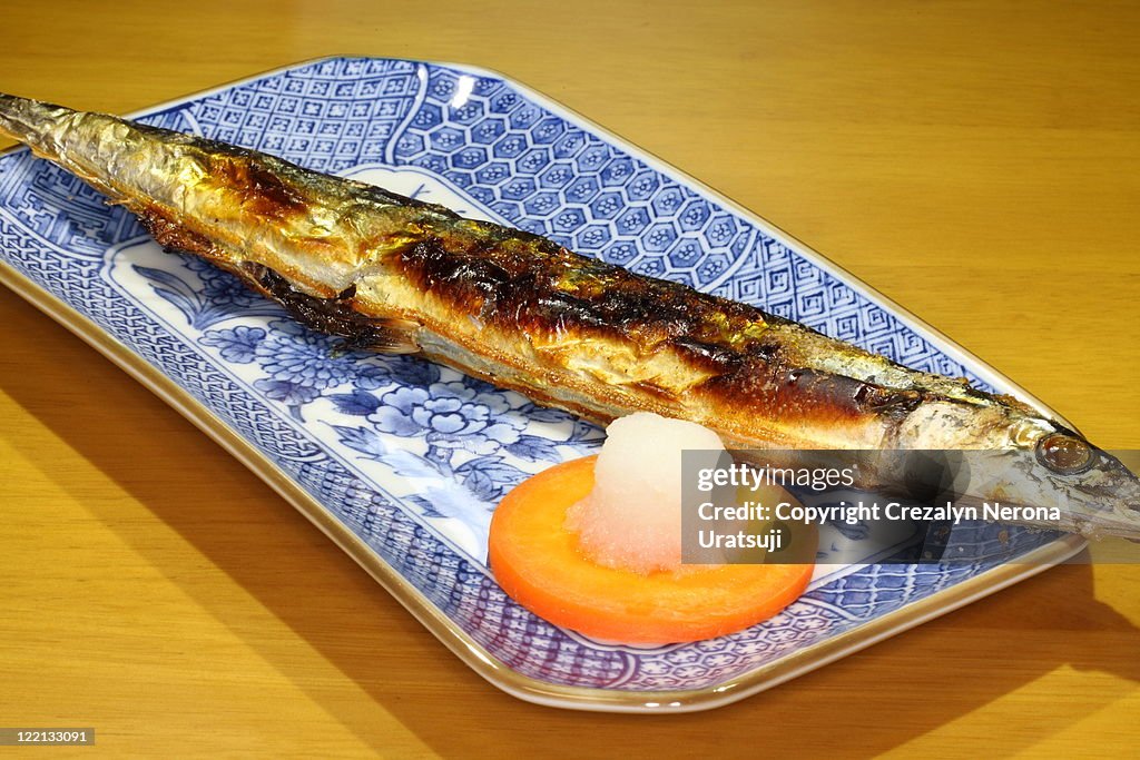 Grilled pacific saury