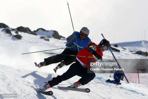 Scott Kneller of Australia competes in the Mens Ski Cross Final during day 14 of the Winter Games NZ at Cardrona Alpine Resort on August 26, 2011 in...