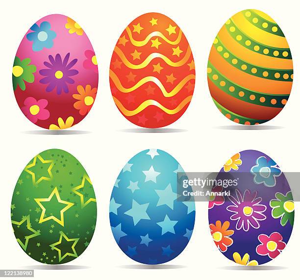 easter eggs vector illustration set - easter egg white background stock illustrations