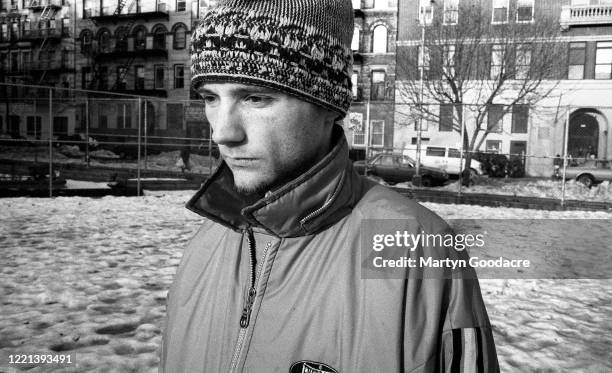 American musician, singer-songwriter, and producer Moby in the East Village, New York, 1995.