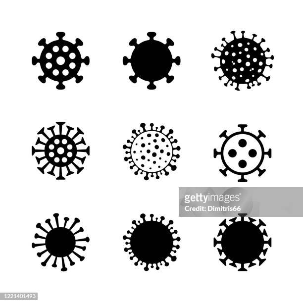 coronavirus vector icon set - fungal mold stock illustrations
