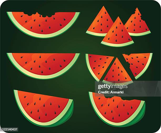 watermelons - bite mark stock illustrations