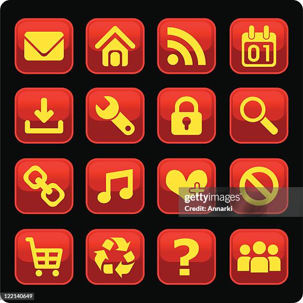 red glossy web icons - loading groceries stock illustrations