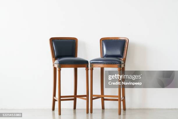 leather bar stools on white background - bar stool stock pictures, royalty-free photos & images