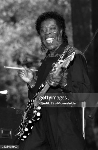 Buddy Guy performs during the Santa Cruz Blues Festival at Aptos Village Park on May 24, 1998 in Aptos, California.